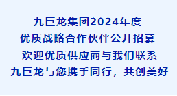 九巨龙集团2024年度优质战略合作伙伴公开招募！